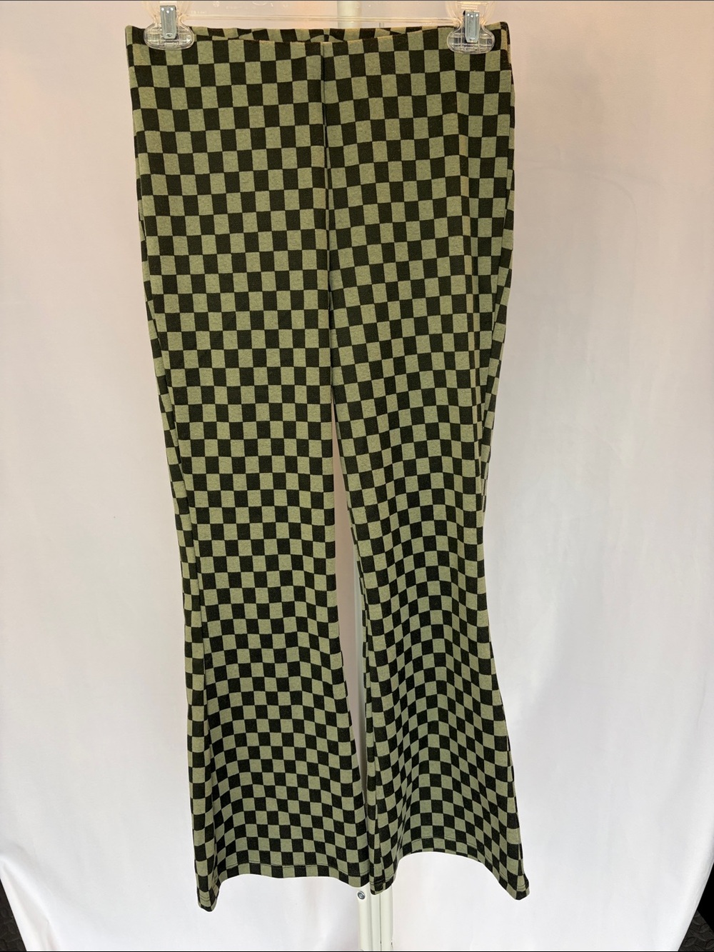 love on a hanger Black & Olive Checkerboard Flare Leggings